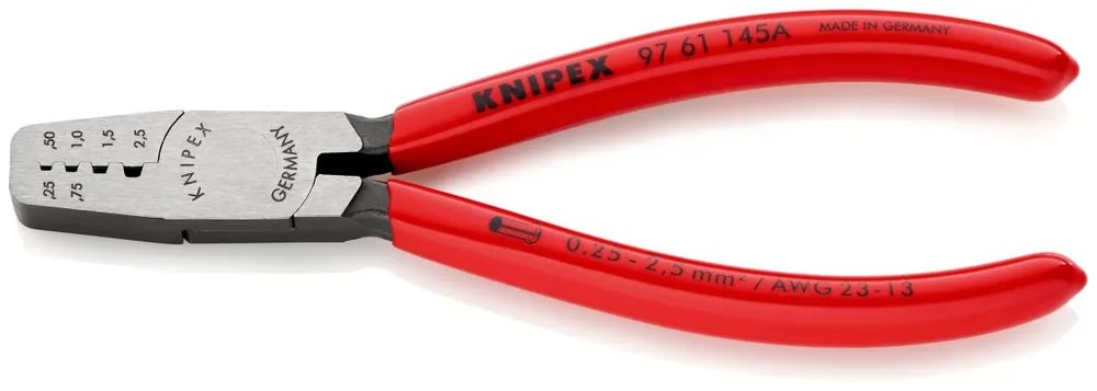 Knipex 97 61 145 A Pince à sertir pour embouts DIN 46228 parties 1 + 4 de 0,25 à 2,5 mm².