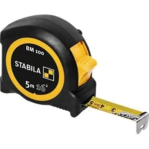 Stabila 19567 BM 100 Ruban à mesurer, 5 m (16‘‘), échelle cm/inch
