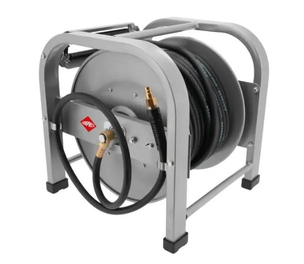 Airpress 46510 Enrouleur de tuyau d‘air modèle de sol à enroulement automatique filetage extérieur 1/4" 10 x 16 mm 30 m 20 bar