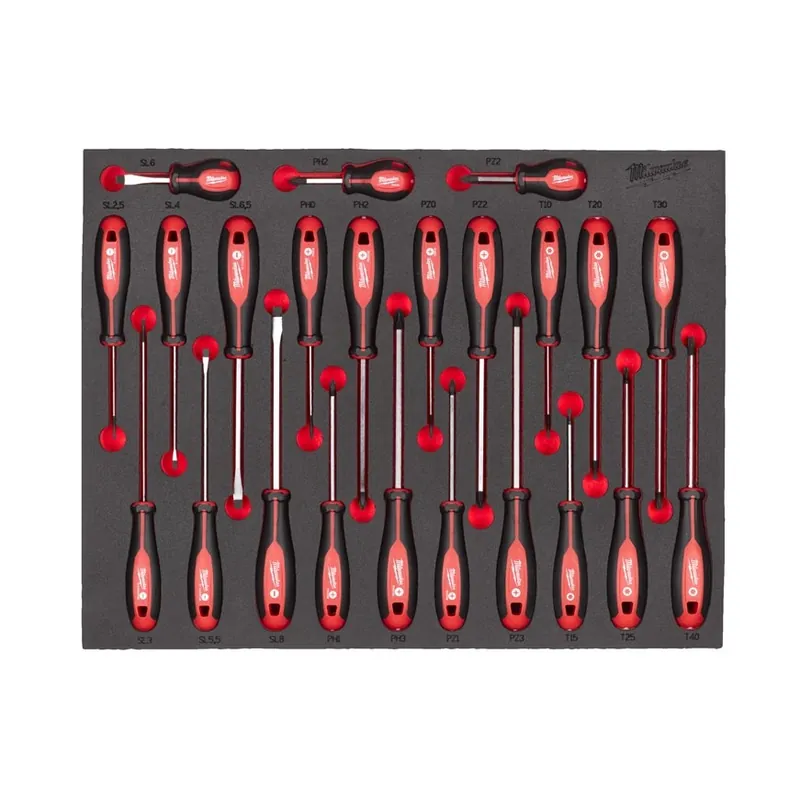 Milwaukee Accessoires 4932479830 Jeu de tournevis à trois lobes avec insert en mousse 23 pièces