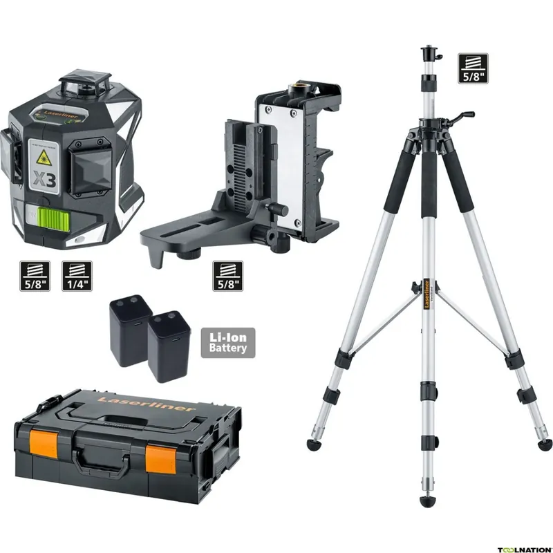 Laserliner 036.800-1 X3-Laser Pro Laser tridimensionnel avec trois cercles laser verts à 360° + Trépied VarioStand L 300cm