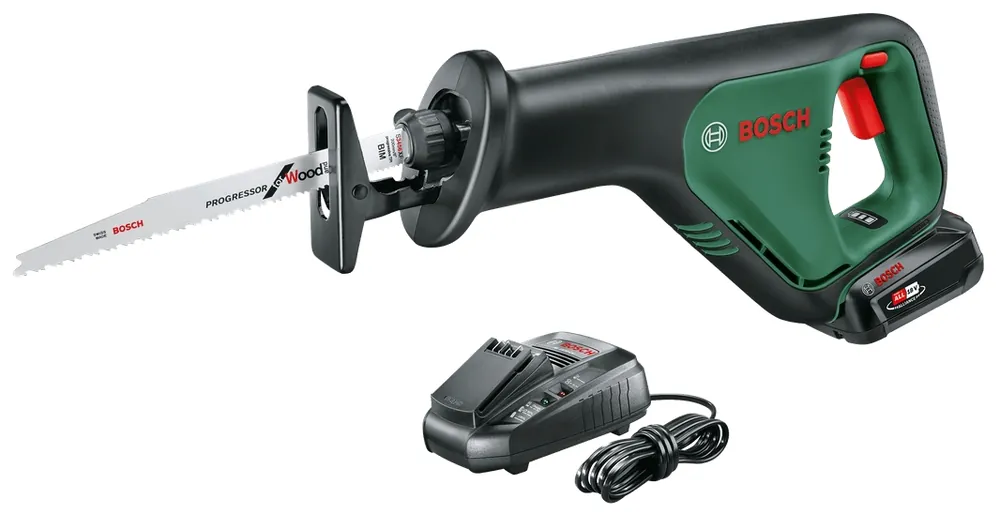 Bosch Vert 06033B2403 Scie alternative sans fil AdvancedRecip 18 (chargeur 45 min, batterie Li-Ion 18 V (2,5 Ah) et lame de scie gratuite)