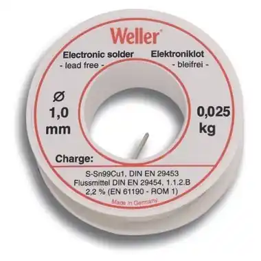 Weller T0054025299 EL99-1-250 Étain à souder, 1mm, 250g, sans plomb
