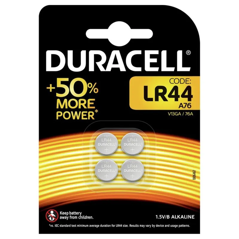 Duracell D019621 Piles bouton LR44 4pcs.