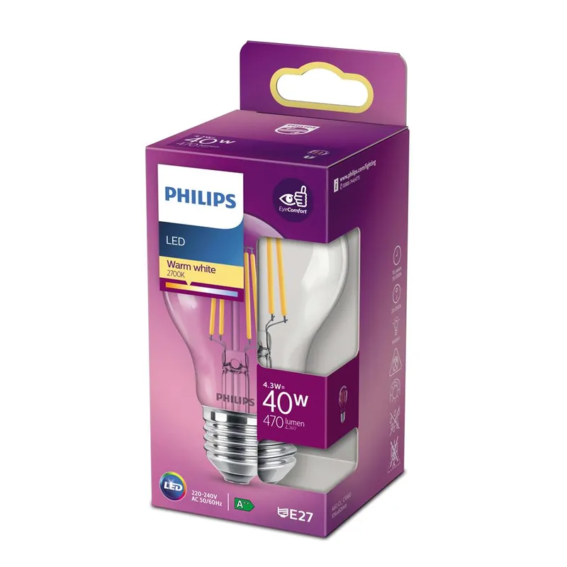 Philips P761998 Lampe classique LED 40 Watt E27 Blanc chaud