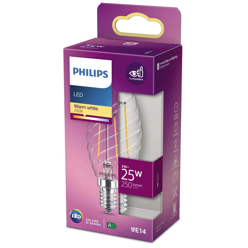 Philips P762353 LED classique Bougie et lampe boule 25 watts E14 blanc chaud