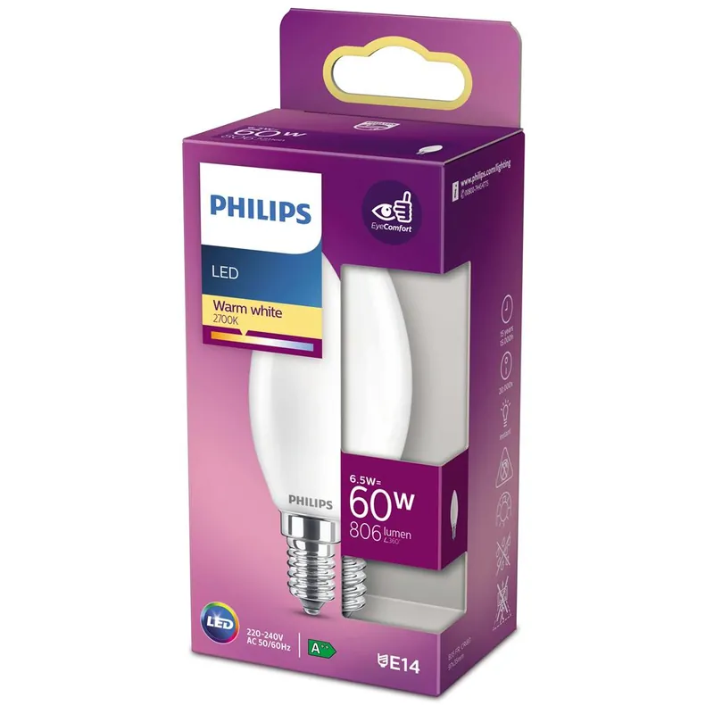 Philips P762698 LED classique Lampe bougie et boule 60 watts E14