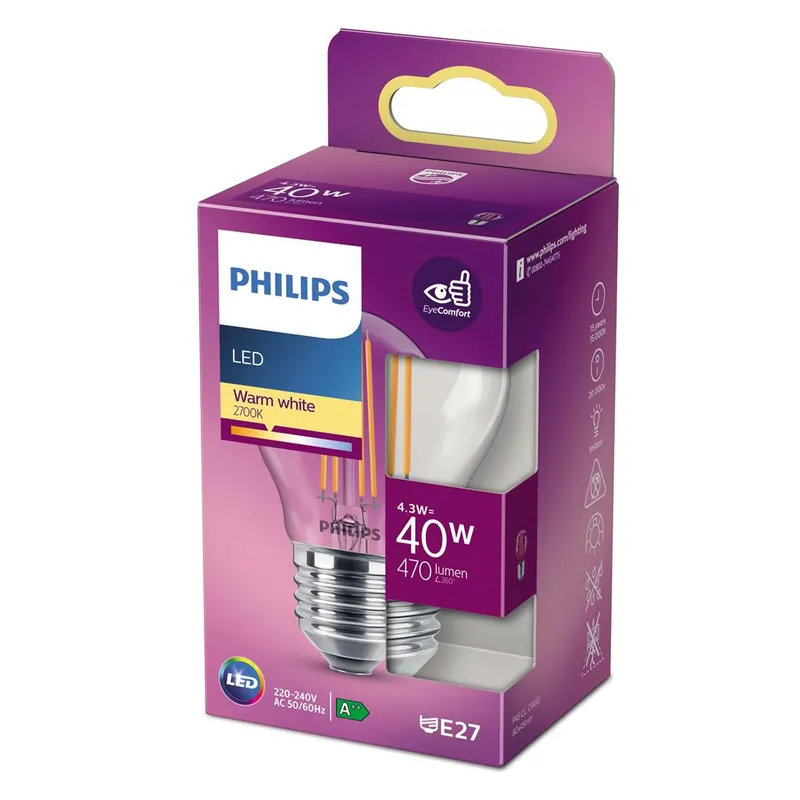 Philips P763176 LED classique Lampe bougie et boule 40 watts E27