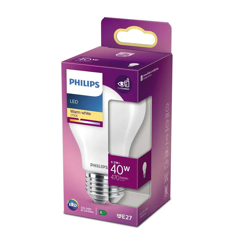Philips P763312 Lampe classique LED 40 Watt E27 Blanc chaud