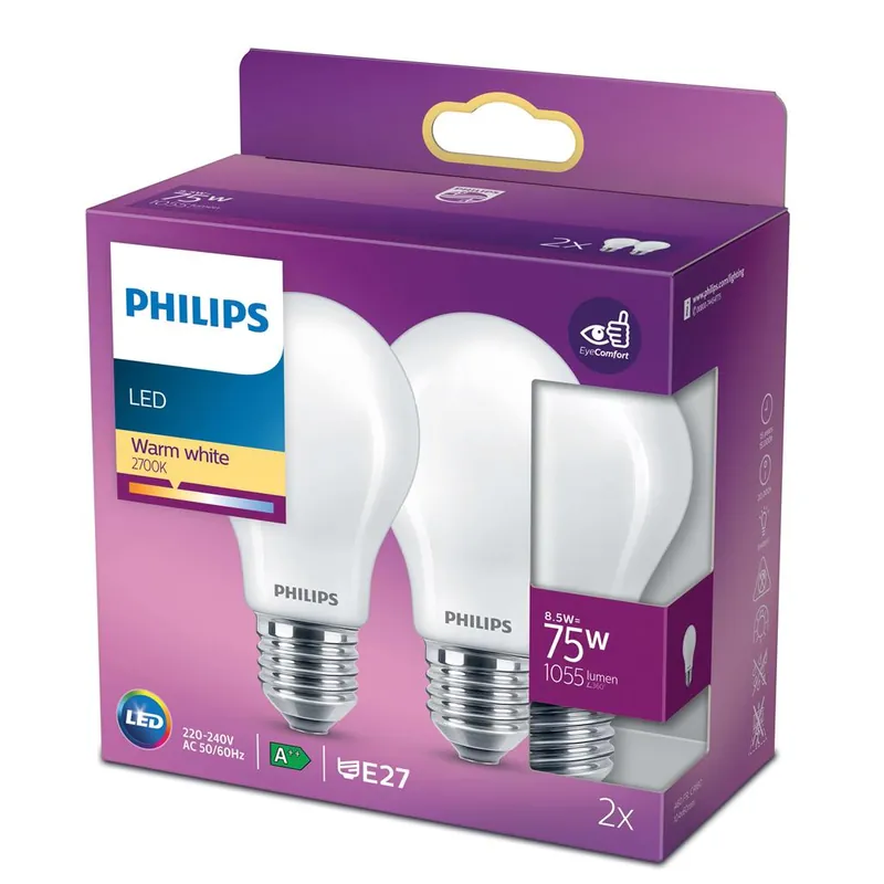 Philips P763633 Lampe classique LED 75 Watt E27 - 2 pièces