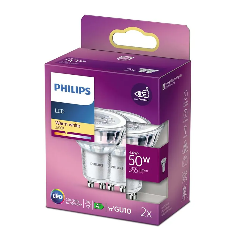 Philips P774271 LED classic Spot 50 Watt GU10 - 2 pièces