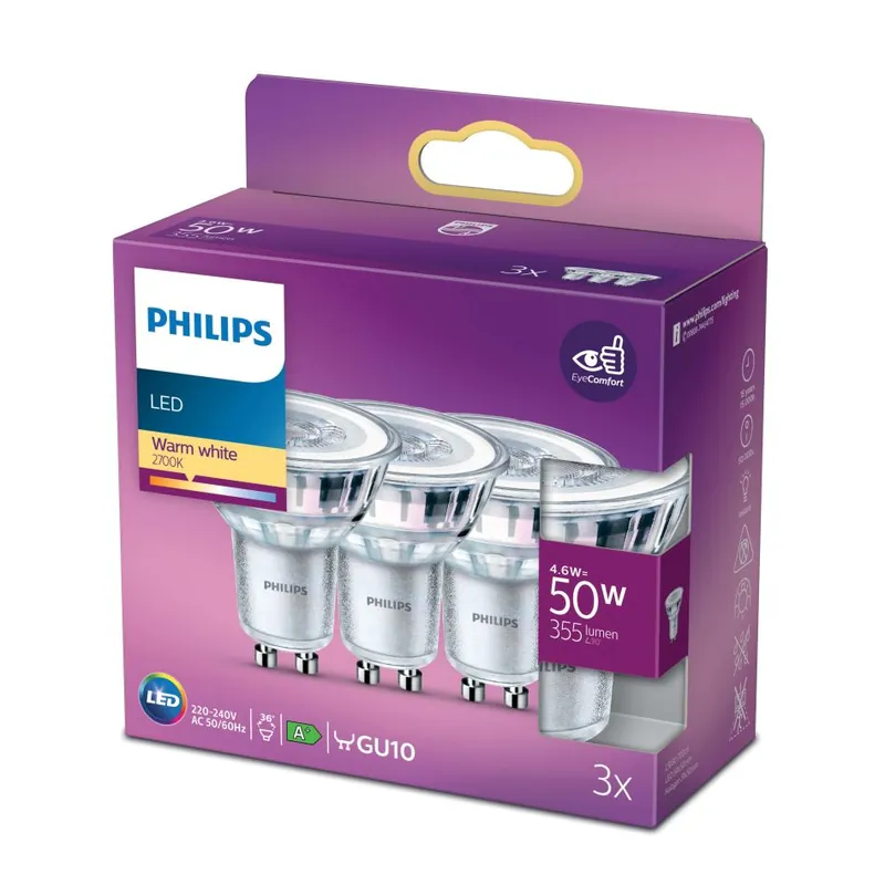 Philips P776114 LED classic 50 Watt GU10 - 3 pièces