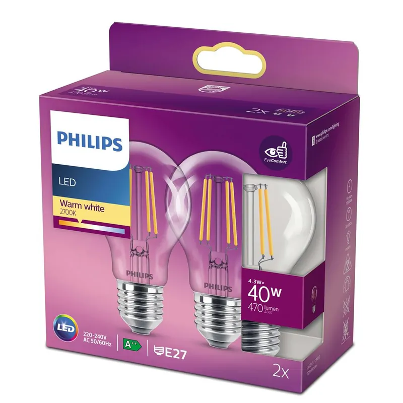 Philips P777593 Lampe classique LED 40 Watt E27 - 2 pièces