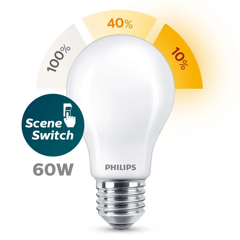 Philips P263963 Lampe LED 60 Watt E27 Blanc chaud/Flamme