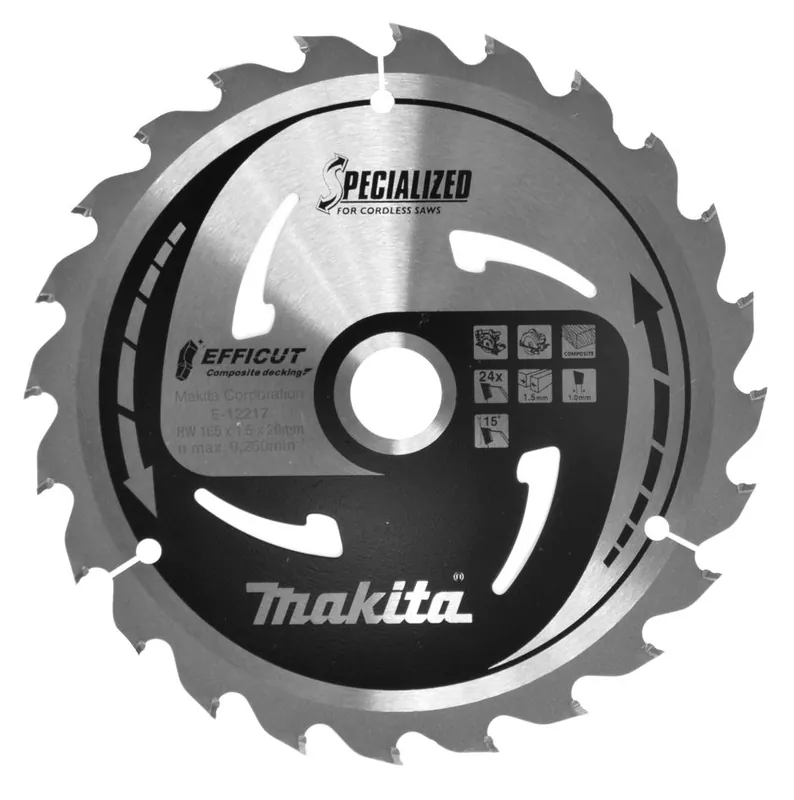 Makita Accessoires E-12217 Efficut Lame de scie circulaire WPC 165x20x1.5 24T 15g