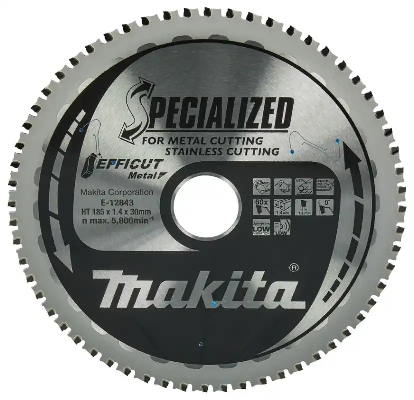 Makita Accessoires E-12843 Lame de scie circulaire inox / acier Efficut 185x30x1.4 60T 0g