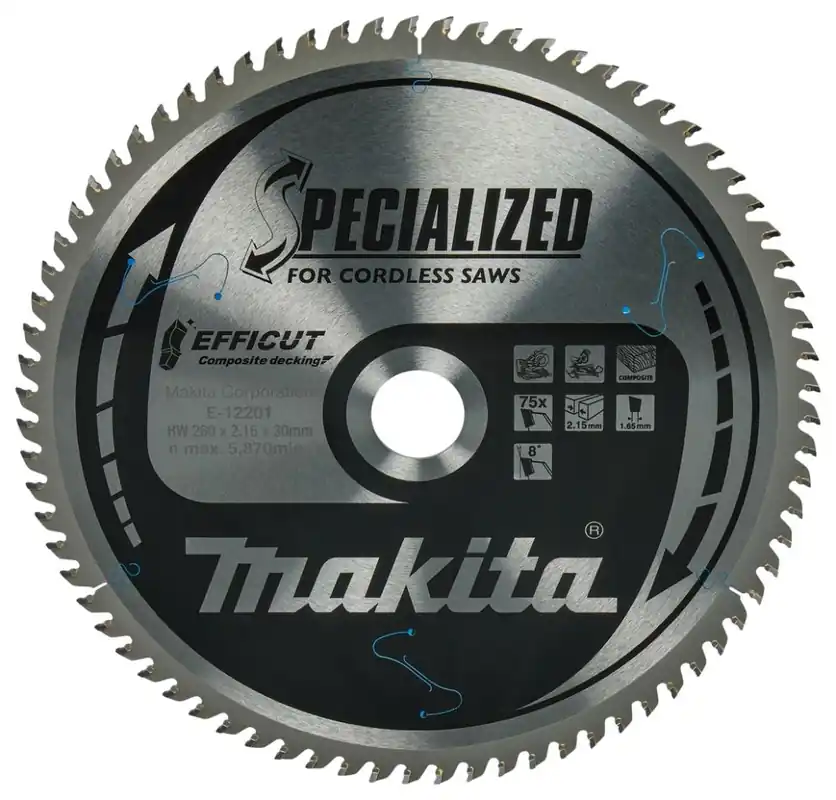 Makita Accessoires E-12273 Lame de scie à onglet WPC Efficut 260x30x2.15 75T 8g