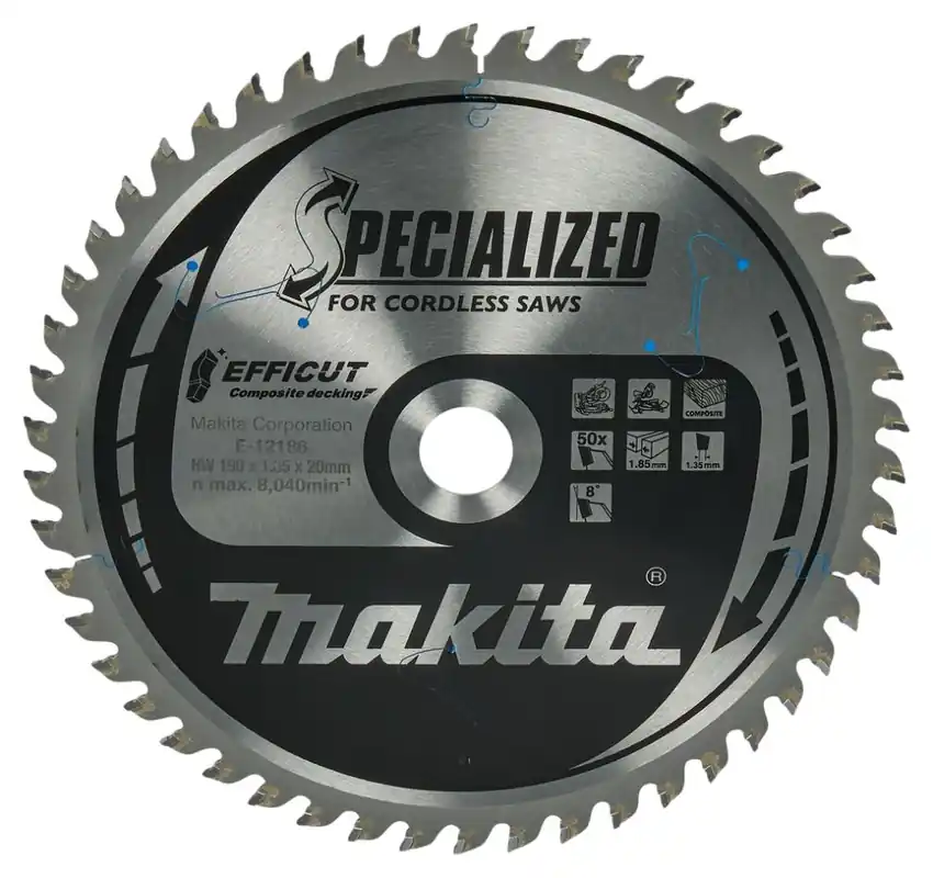 Makita Accessoires E-12186 Lame de scie à onglet WPC Efficut 190x20x1.85 50T 8g