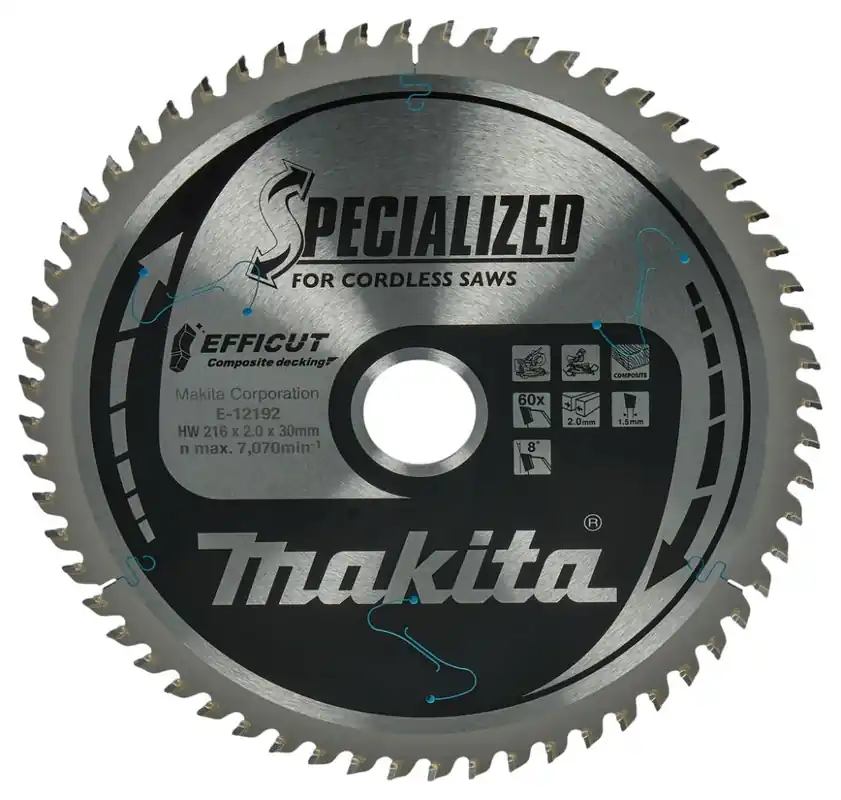 Makita Accessoires E-12267 Lame de scie à tronçonner WPC Efficut 216x30x2,0 60T 8g