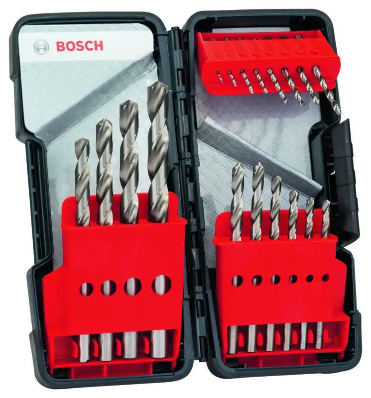 Bosch Bleu Accessoires 2607019578 Jeu de 18 forets TOUGHBOX pour métal HSS-G, DIN 338, 135° 1-10 mmm