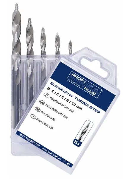 Bohrcraft 12021330005 Jeu de foret MG5 TURBO STEP HSS-G DIN 338 // 5-pcs. P-PLUS