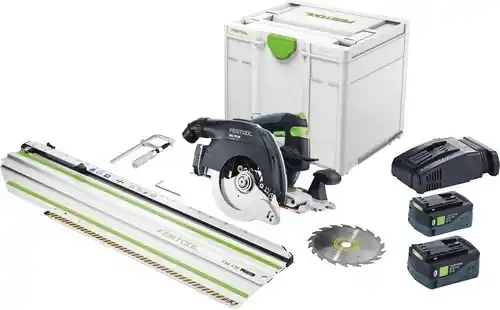 Festool 577675 HKC 55 5.0 EBI-Set-FSK420 Scie à bûches pendulaire Accu 18V 5.0Ah Li-Ion + rail de tronçonnage FSK420