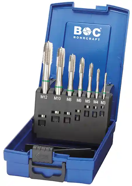 Bohrcraft 41631330007 Jeu de tarauds pour machines à bague verte forme B DIN 371/376 ABS M3-M12