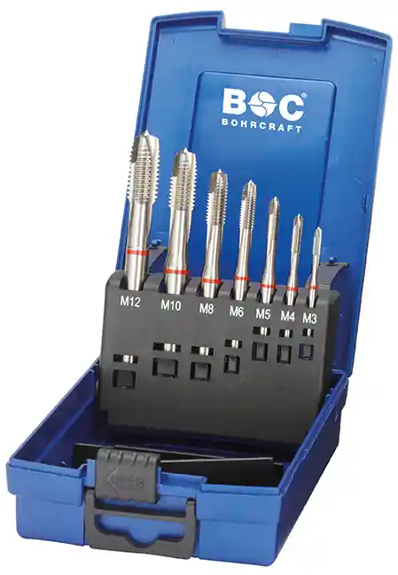Bohrcraft 41731330007 Jeu de tarauds machine à anneau rouge Forme B 7 pièces ABS / M3-M12