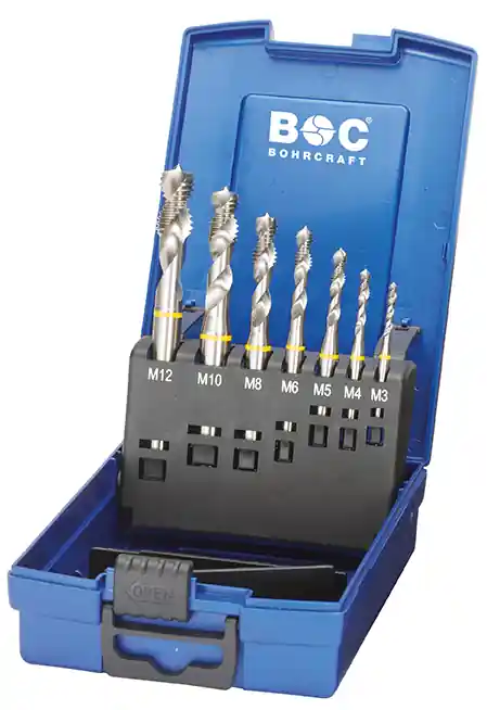 Bohrcraft 41491330007 Jeu de goujons pour machine à bague jaune forme C45° 7 pièces MGB7ALU-K en ABS / M3-M12