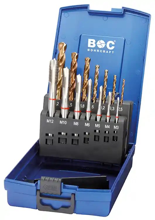 Bohrcraft 41731330014 Redring Machine tap set form B + drills 14-pieces ABS / M3-M12