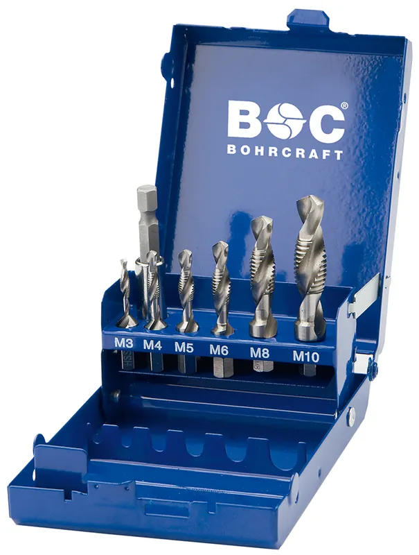 Bohrcraft 41711410007 Jeu de forets combinés M3-M10, HSS-G avec douille hexagonale 1/4