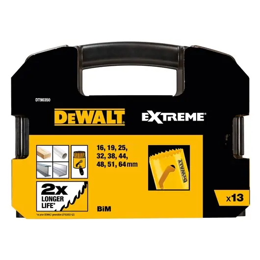 DeWalt Accessoires DT90350-QZ Jeu de scies à trous 13 pièces dans une mallette