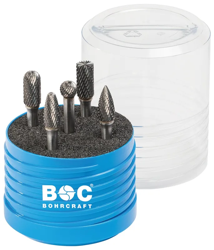 Bohrcraft 59001330006 HM Jeu de mèches de défonceuse R5 Multibox forme B/C/D/F/G 5 pièces
