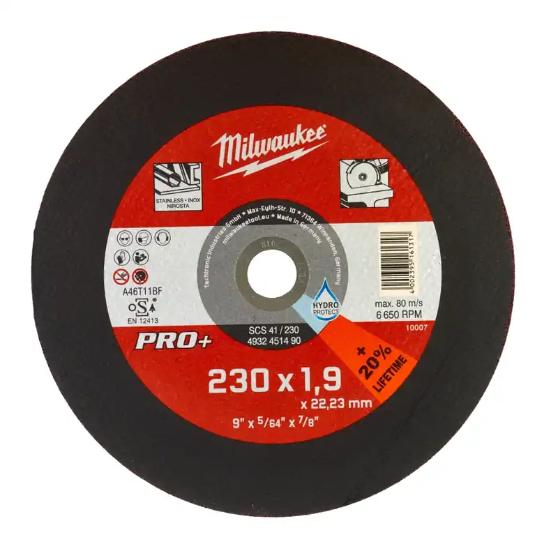Milwaukee Accessoires 4932451490 Disque à découper le métal SCS41 230 x 1,9 mm PRO+ (à commander par 50)