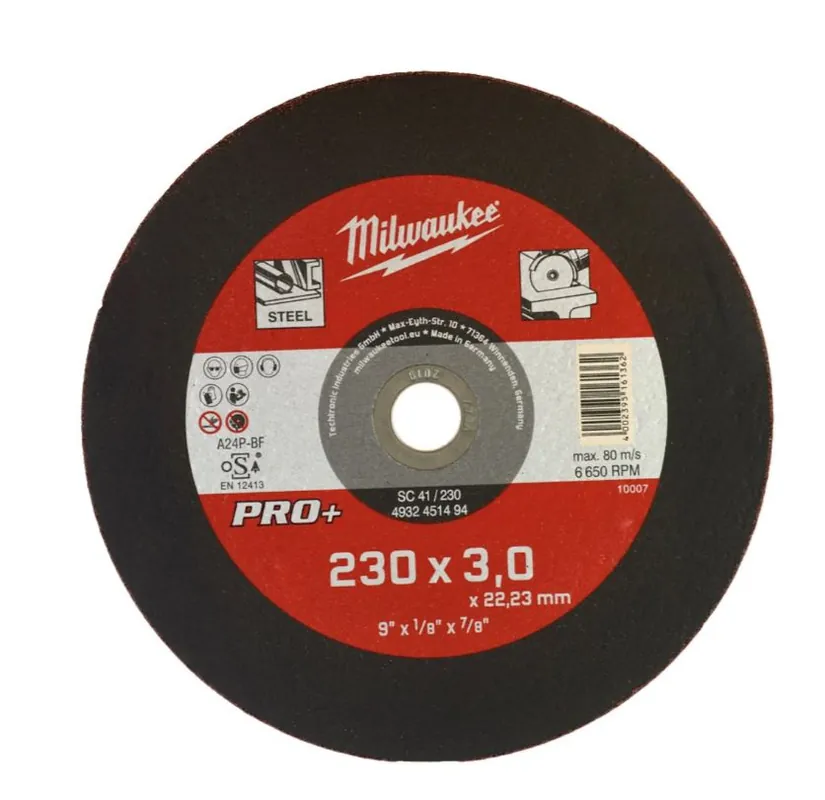 Milwaukee Accessoires 4932451494 Disque à tronçonner les métaux SC41 230 x 3 mm PRO+