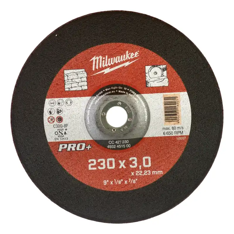 Milwaukee Accessoires 4932451500 Disque à tronçonner pour pierre CC42 230 x 3 mm PRO+ (à commander par 50)