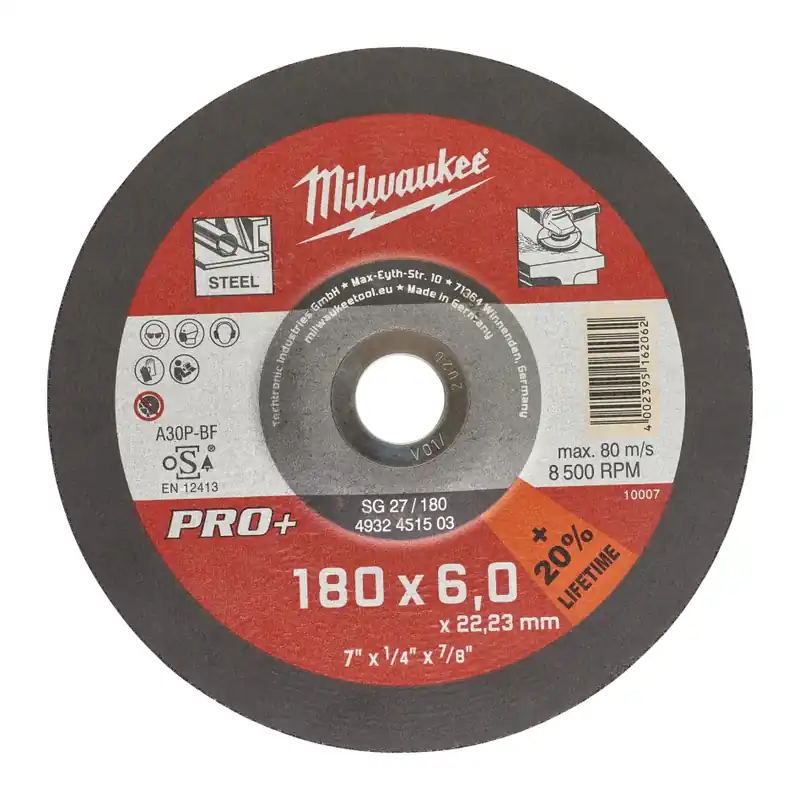 Milwaukee Accessoires 4932451503 Disque d‘ébavurage SG27 180 x 6 mm PRO+ (par 10)