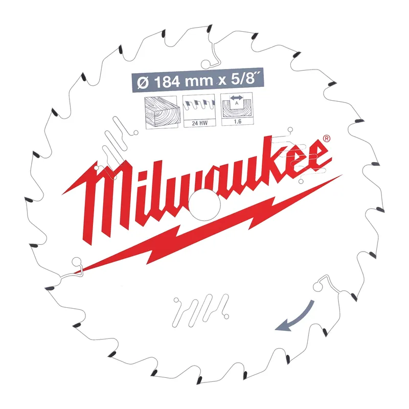 Milwaukee Accessoires 4932471378 Lame de scie circulaire P W 184x5/8x1.6x24ATB