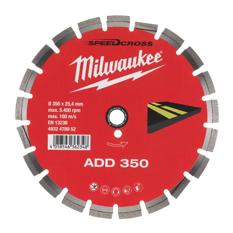 Milwaukee Accessoires 4932478952 Lame de scie diamantée Premium Speedcross Asphalt ADD 350 mm