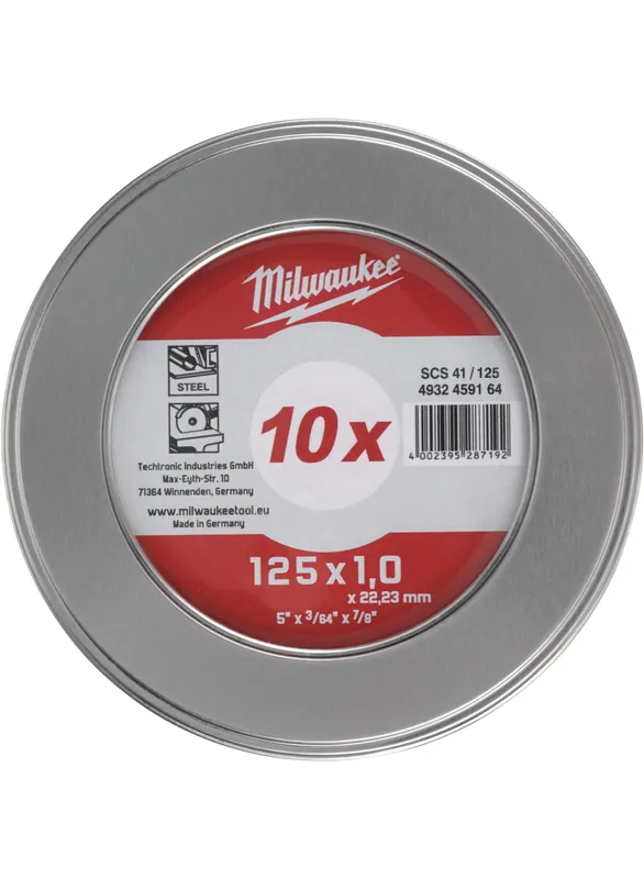 Milwaukee Accessoires 4932459164 Disques abrasifs CutWSCS41/125X1 en boîte métal par 10 pièces