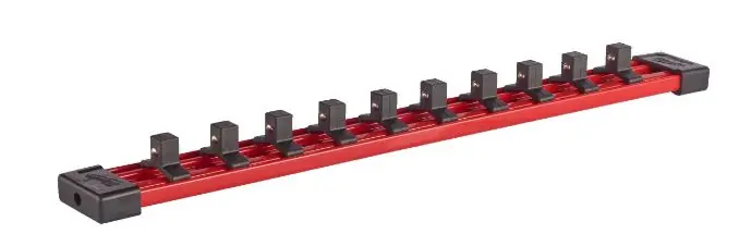 Milwaukee Accessoires 4932480446 Rails flexibles interchangeables et 10 clips ¼″, ⅜″ et ½″ capuchons d‘entraînement 350 mm.