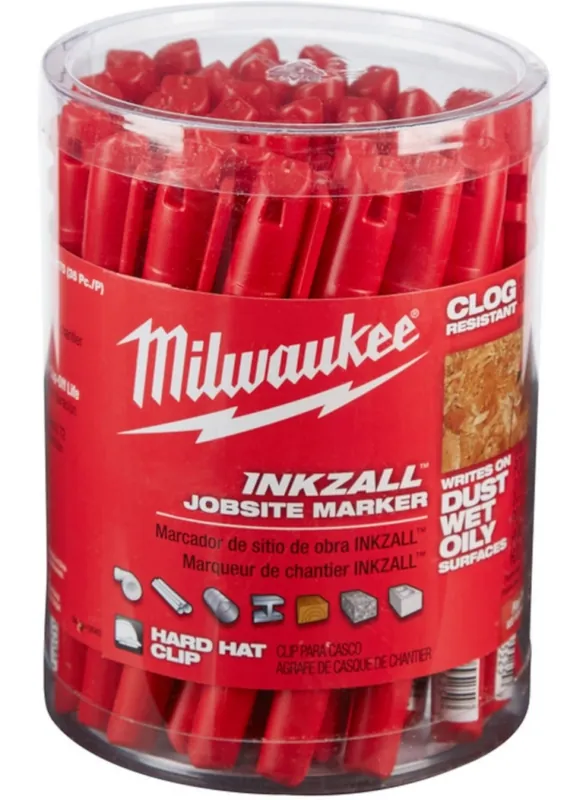 Milwaukee Accessoires 48223170 Marqueur à pointe fine - rouge - 36 pièces