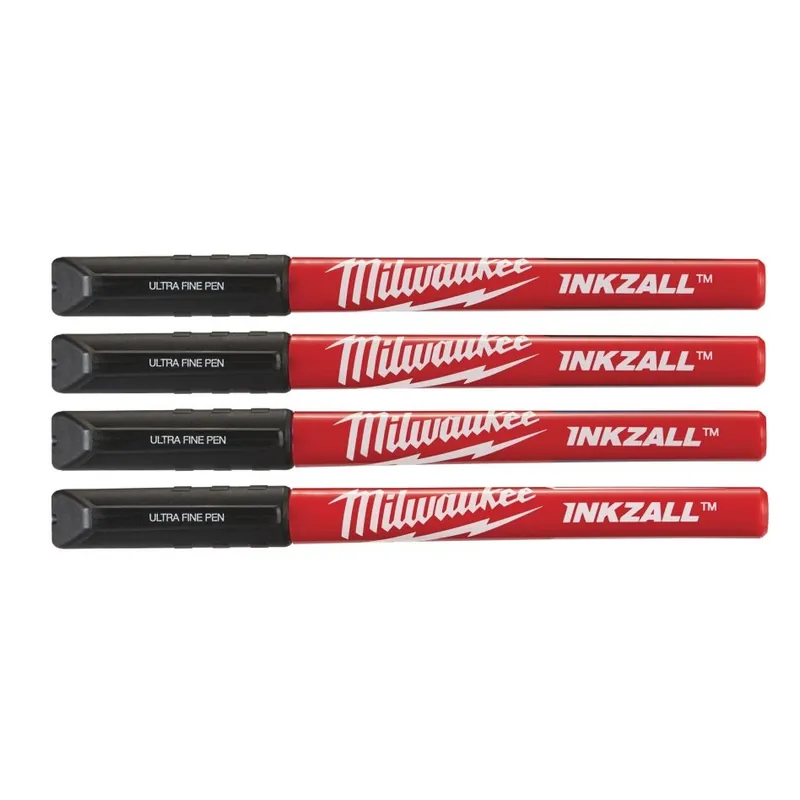 Milwaukee Accessoires 48223164 INKZALL™ Stylos noirs à pointe fine - 4 pièces