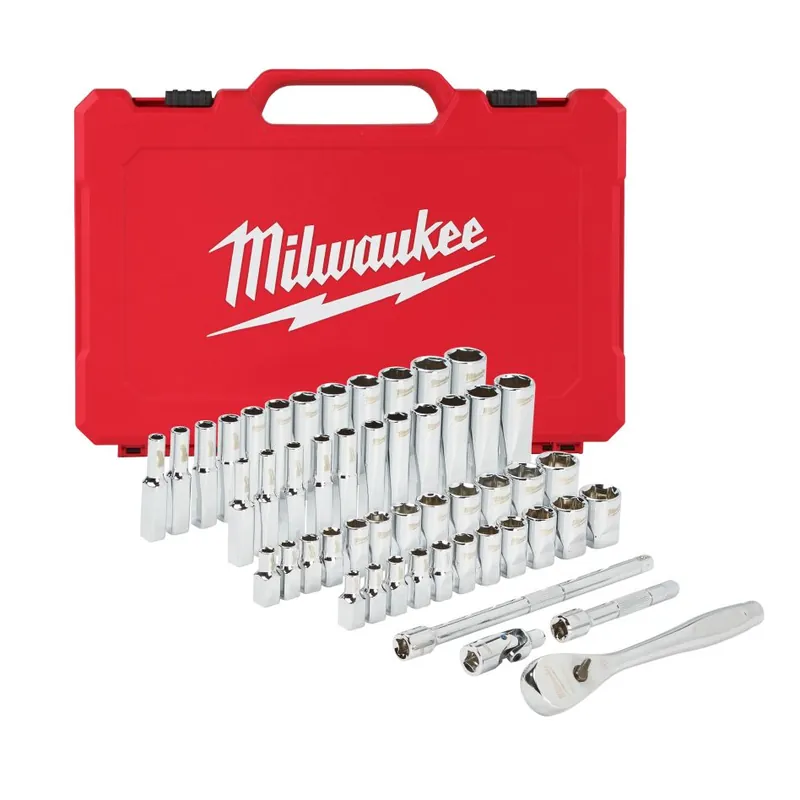 Milwaukee Accessoires 4932464944 Jeu de clés à cliquet et de douilles 1/4" - métrique - 50 pièces