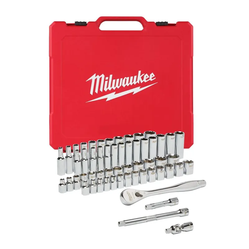 Milwaukee Accessoires 4932464946 Jeu de clés à cliquet et de douilles 3/8" - métrique - 56 pièces