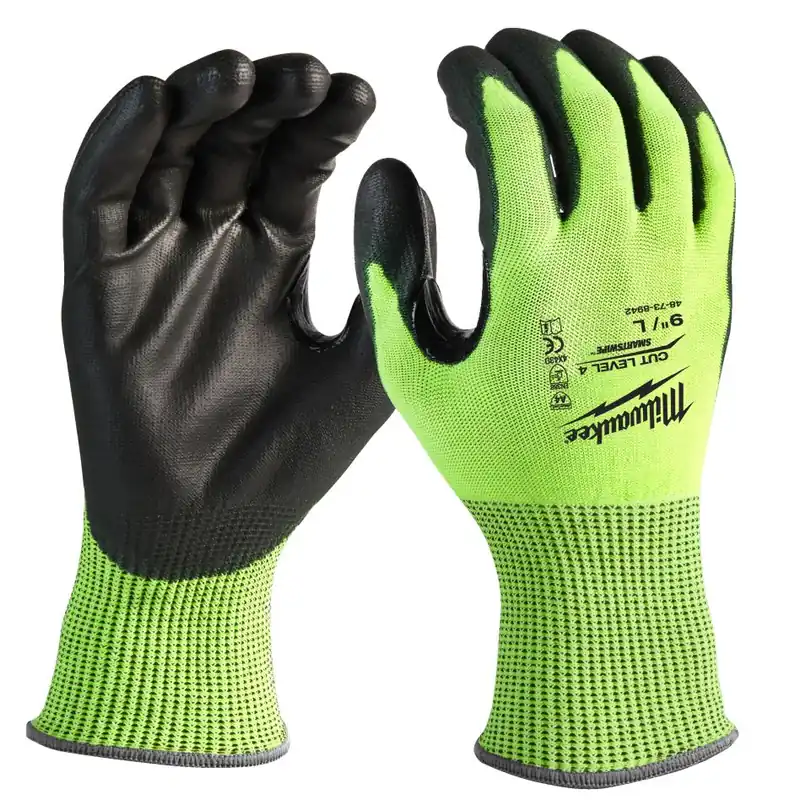 Milwaukee Accessoires 4932479926 Gants de travail haute-visibilité classe de coupe 4/D - 7/S - 1 paire