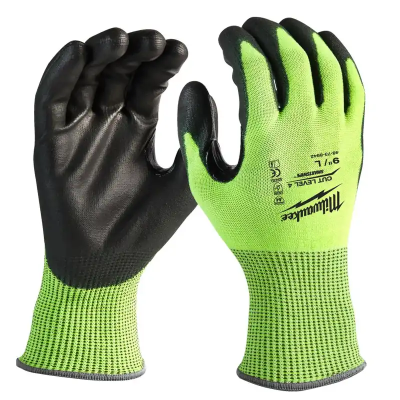 Milwaukee Accessoires 4932479928 Gants de travail haute-visibilité classe de coupe 4/D - 9/L - 1 paire