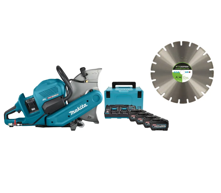 Makita CE001GT401XSET CE001GT401X Tronçonneuse 355 mm 2 x 40V Max 4 x 5.0Ah Li-Ion + Lame de scie diamant