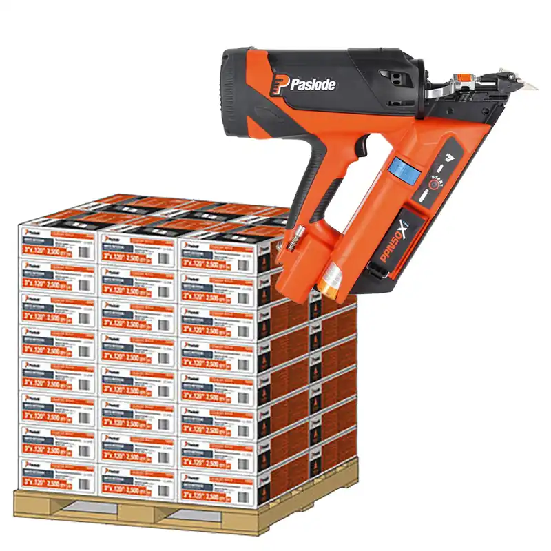 Paslode PPN50XISET1 PPN50Xi Cloueur à gaz sans fil 35-50 mm + 50 Boîtes 141186 Pack 1250 4.0x35 hardflex crantés galvanisés
