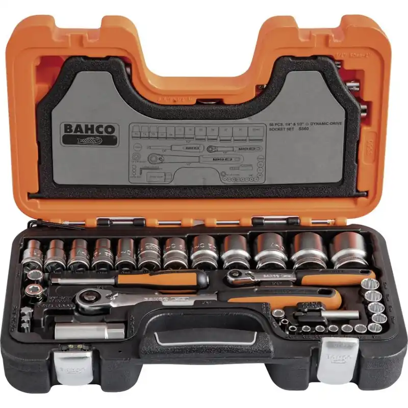 Bahco S560 Jeu de douilles 1/4" 1/2", 56 pièces